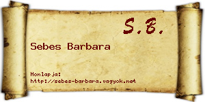 Sebes Barbara névjegykártya